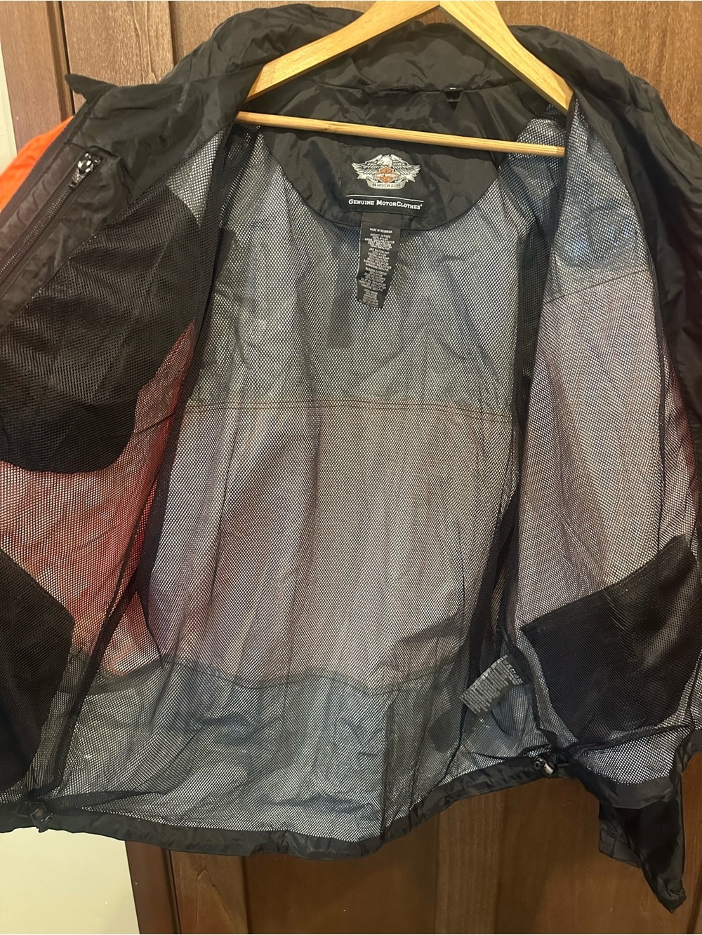 Harley-Davidson Orange and Black Reflective Rain Jacket & Overalls with Bag - Picture 4 of 16